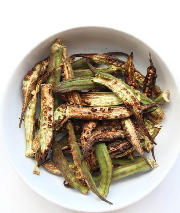 Okra seeds pods are delicious roasted